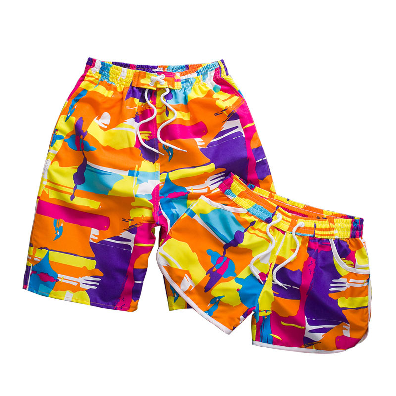 Thai Summer Thin Couple Beach Shorts Hot Spring Men's Five-Point Shorts Seaside Vacation Women's Loose Casual Floral Shorts