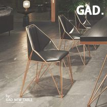 GAD Black gold Wrought iron Nordic light luxury restaurant Sales Department Hotel backrest chair Dining chair Simple household leisure