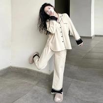 French lapel long-sleeved womens spring and autumn 2024 new high-end cardigan trousers outer wear home clothes large size suit