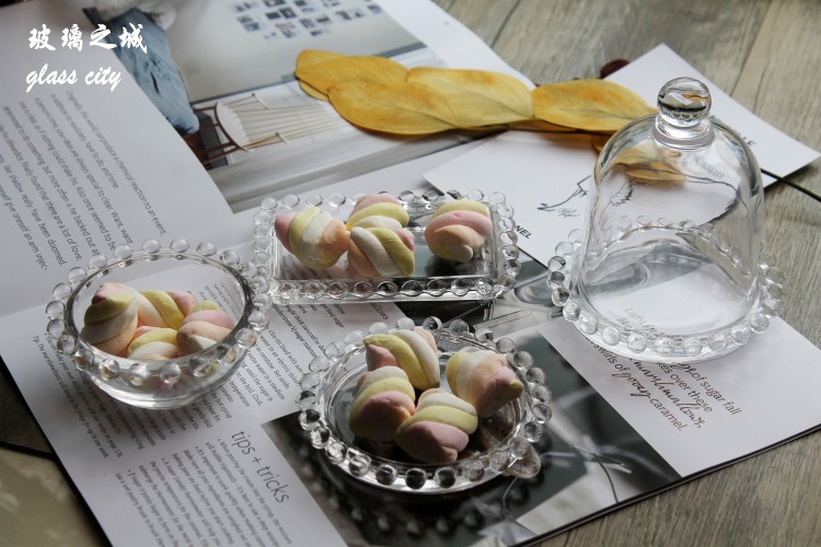 Nordic INS Transparent Crystal Glass Dust Cover Eternal Flower Accessories Jewelry Box Bead Point Sauce Bowl