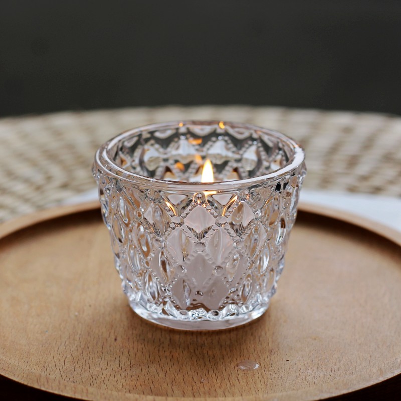 Glass City Lead-free Crystal Glass Relief Beaded Candlestick Candle Cup Water Cup 100ml