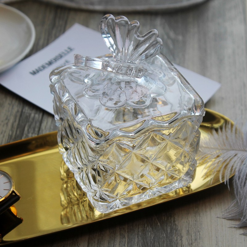 Glass City Personalized crystal glass candy box storage box Jewelry box Makeup cotton box Sugar tank makeup brush holder