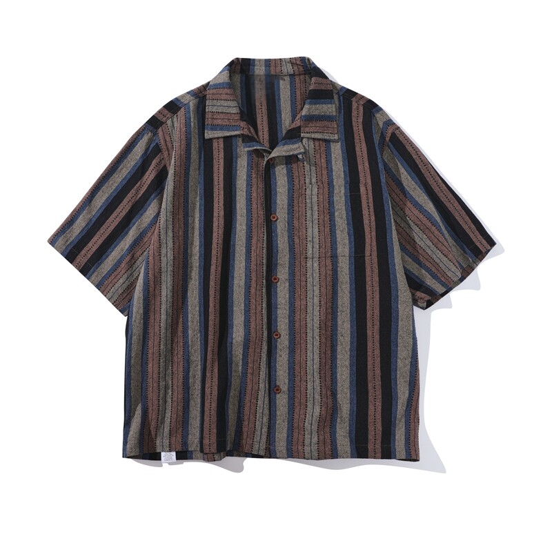 Official Website 50% off Kapital Japa Hirata Short-Sleeve Shirt Summer Unisex Striped Loose Cotton Japanese Style New Fashion
