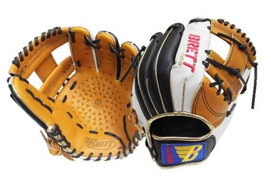 BRETT BRETT children's junior cowhide baseball gloves Original leather X black AND white I-shaped