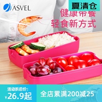 Japan asvel lunch box Single double-layer separated lunch box microwave oven heating students office workers with chopsticks