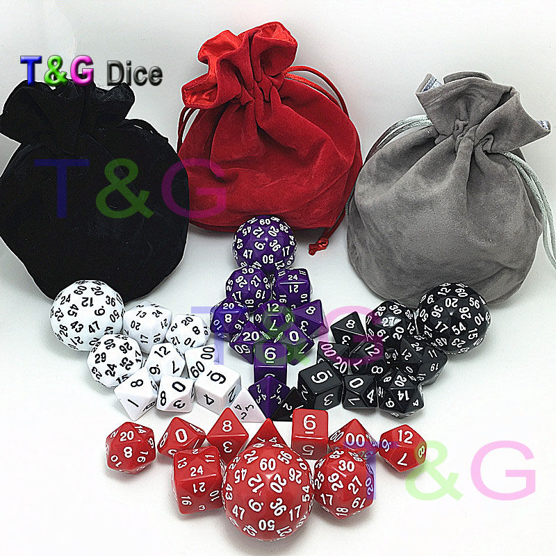 Foreign trade new AliExpress hot sale 10 sets of board game game dice props multi-faceted dice with large cloth bag