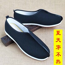 Old Beijing cloth shoes mens melaleuca bottom monk shoes monk nun layshi middle-aged spring breathable flat heel black customization
