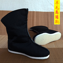 New old Beijing cotton boots men handmade mullet bottom dress leather hair integrated high tube will military boots performing opera shoes