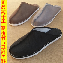 New old Beijing cloth shoes mens Chinese national style cloth flip-flops spring and autumn Baotou home cool cotton handmade melaleuca bottom