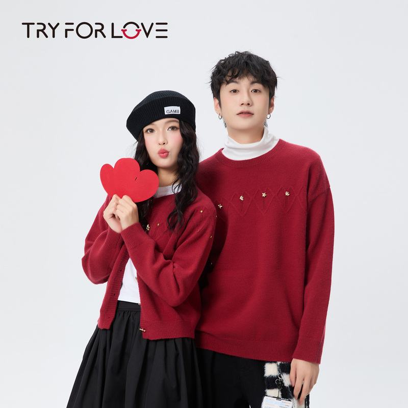 Tryforlove Couple's Clothing New Year Cardigan Sweater for Men and Women 2026 Autumn and Winter New Zodiac Knitted Jacket