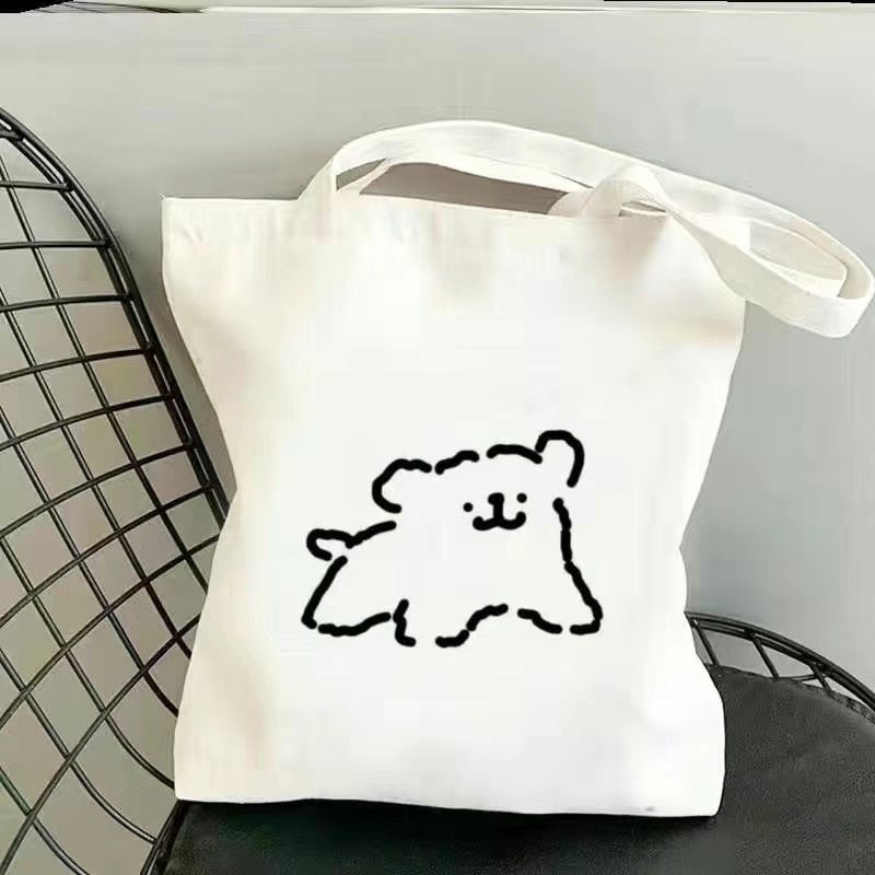 Студенческая холщовая сумка Cute line puppy, высококачественная школьная сумка на молнии, большая вместительная сумка на одно плечо, новый стиль ins