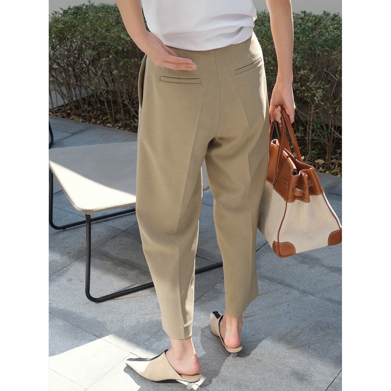 MRS Studios 100 hitch pants Cubist solid incl. high waist display slim tapered 90% casual Western clothing Pants Lemon