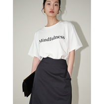 MRS Studios Classic Basic series loose Thin Pure Color Slogan Design Letter T-shirt Short Sleeve