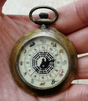 Antiques and Miscellaneous Republic of China pure copper old pocket watch twelve zodiac signs wind-up mechanical watch antique collection
