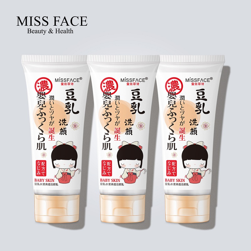 Miss face豆乳洗面奶女深层清洁保湿洗面奶现货