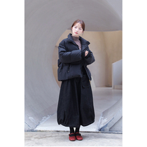 An old original with winter style high and dense heather cotton matt black upright collar loose and warm short and bread down clothes 4634
