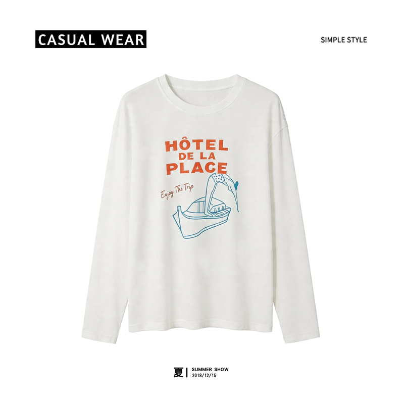 Resort Style Letter Print Long-Sleeved T-Shirt for Women, Spring and Summer Loose Casual Top, Relaxed Sun Protection Shirt, New Style Resort Style Letter Print Long-Sleeved T-Shirt for Women, Spring and Summer Loose Casual Top, Relaxed Sun Protection Shirt, New Style