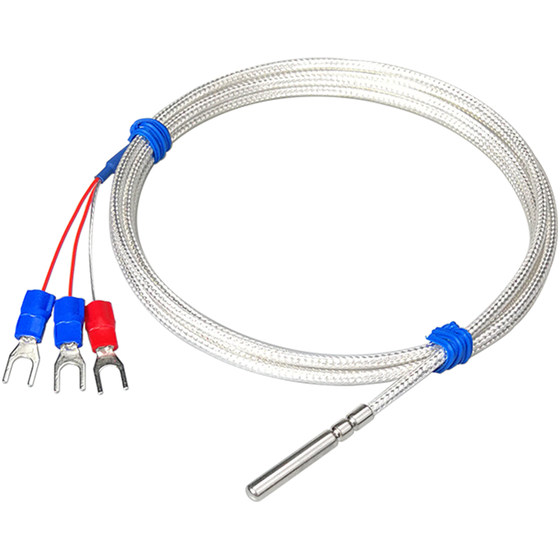 Pt100 temperature sensor platinum thermal resistance stainless steel rolling mouth waterproof temperature probe probe patch electric thermocouple