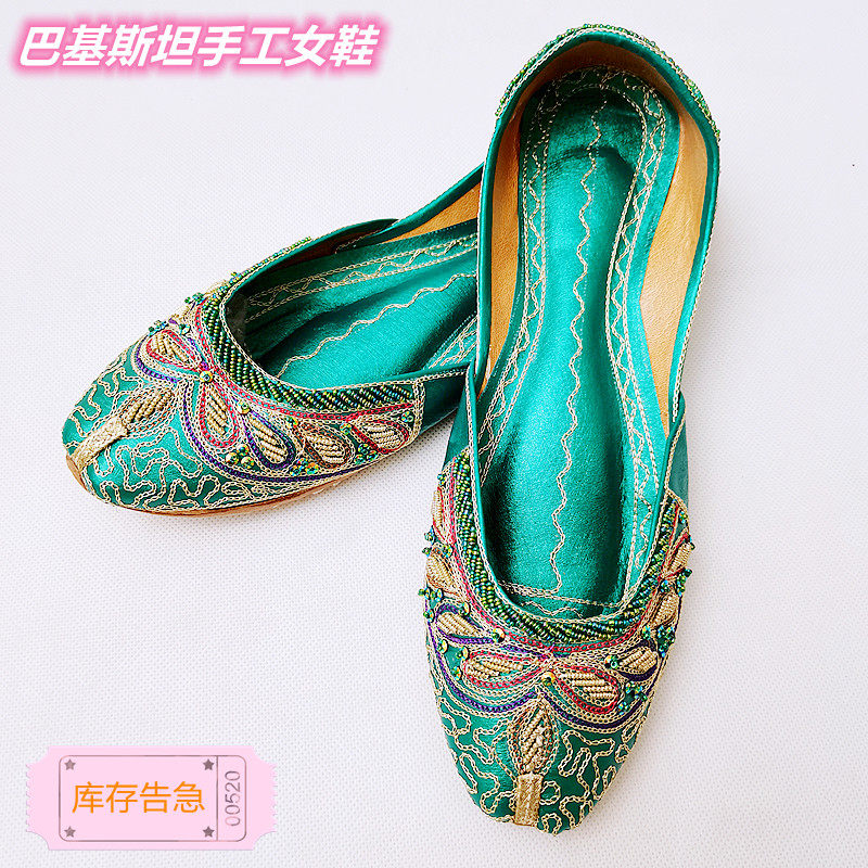 2021 New Flat Bottom Casual Pakistan Handmade Cow Leather Women Shoes Handling Shallow Nepali Ethnic embroidered shoes