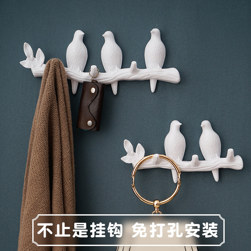 Punch-free creative door bird hook hanger clothes hook door seamless wall indoor hanging clothes coat hook