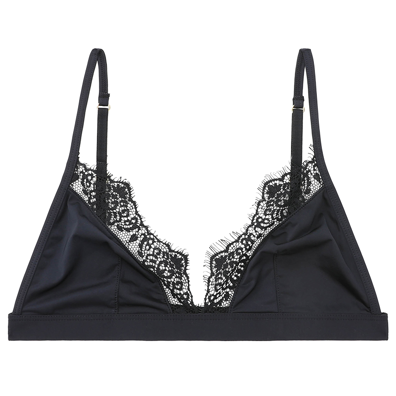 mỏng bralette sexy ren siêu mỏng thép miễn vòng áo ngực phụ nữ tam giác tách bộ bikini đồ lót Pháp mặc.