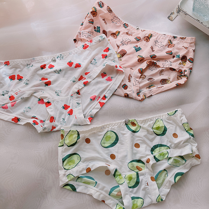 Girls' underwear ladies sweet ice silk quick-drying breathable Japanese striped cartoon cute girl student briefs