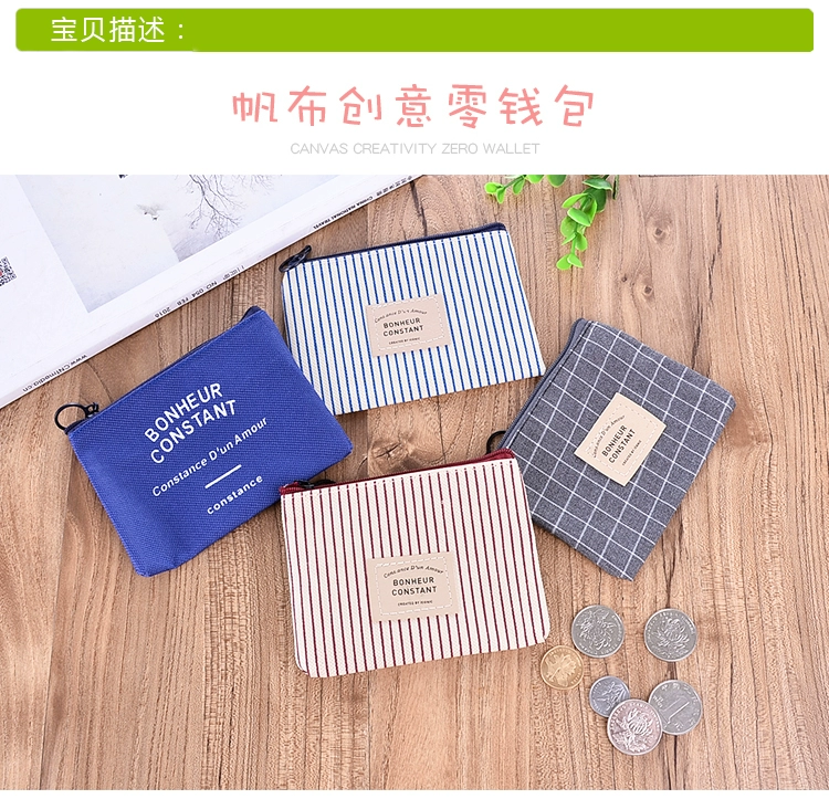 Sáng tạo ví nhỏ nữ mini canvas nghệ thuật nhỏ sinh viên tươi xu túi túi dây kéo dài và ngắn túi lưu trữ ngắn ví cầm tay nam