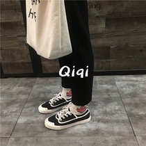 77 shoes female Korean students Harajufeng ulzzang canvas shoes female Hong Kong flavor retro chic Joker board shoes