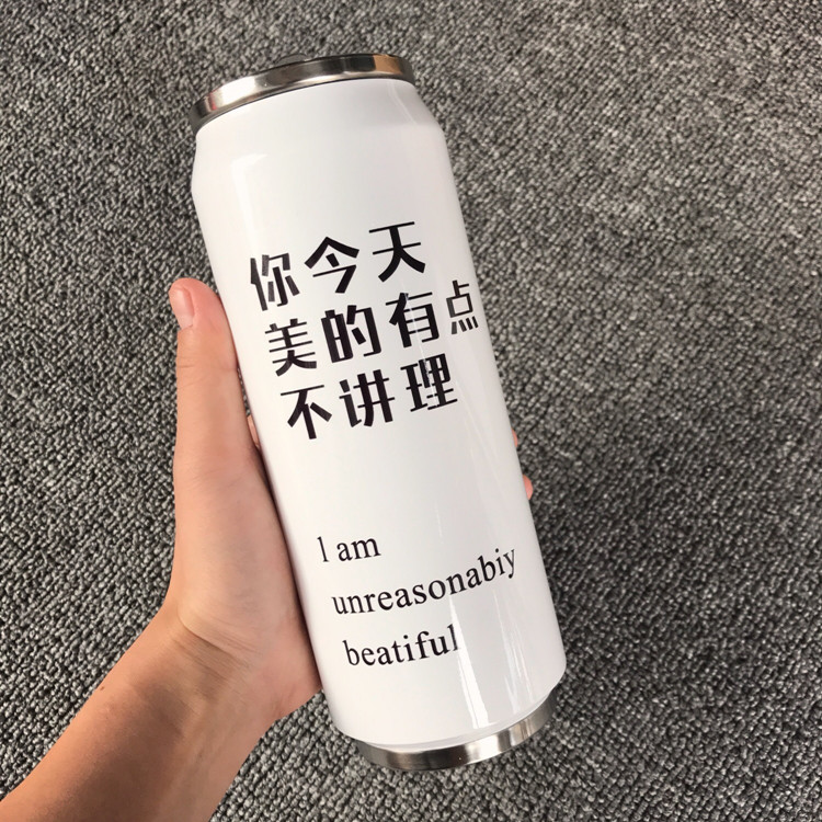 Cặp đôi mẫu lon tùy chỉnh tên chữ inox cốc cá tính văn bản nam và nữ cốc nước binh giu nhiet