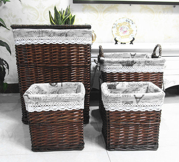 Willow new box dirty clothes basket woven basket laundry basket storage basket environmental protection with lid toy storage box