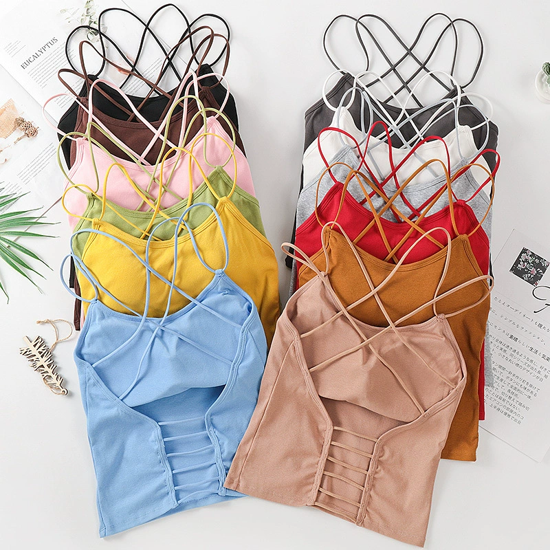 Mặc áo vest hai dây trong mùa hè, kiểu áo lưới người nổi tiếng hot kiểu chéo lưng sling top đẹp, áo sơ mi nữ đáy - Áo ba lỗ