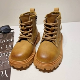 Martens, детские классические сапоги в английском стиле подходит для мужчин и женщин, высокие желтые ботинки, в британском стиле, из натуральной кожи, средней длины