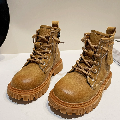 Martens, детские классические сапоги в английском стиле подходит для мужчин и женщин, высокие желтые ботинки, в британском стиле, из натуральной кожи, средней длины