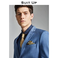 2019 bộ đồ mới phù hợp với nam màu xanh cotton và vải lanh phù hợp với bộ đồ cưới - Suit phù hợp vest nam cá tính