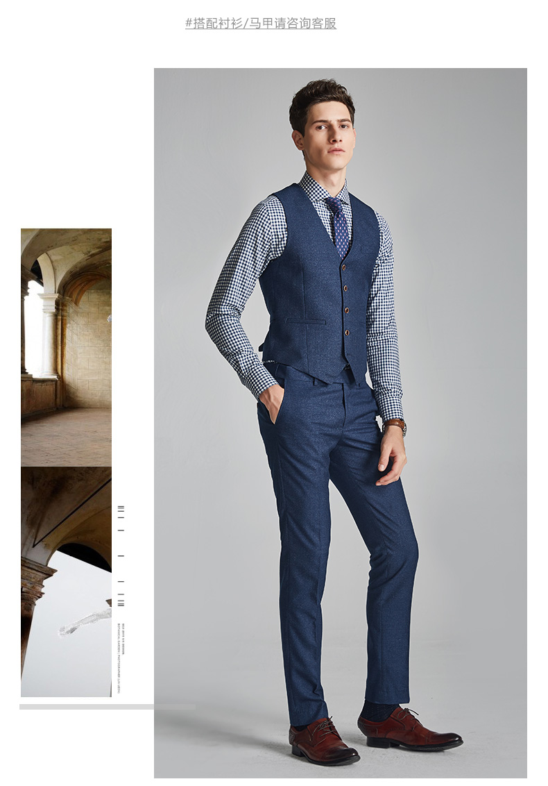 Suitup Hugh phù hợp với bộ đồ nam phù hợp với váy cưới ba mảnh phù hợp với chú rể phù hợp với nam Hàn Quốc phiên bản tự tu bộ vest nam