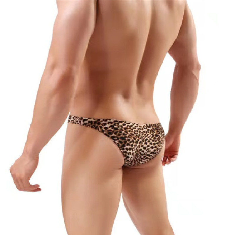 Men's Briefs, Small Triangle, Low-Rise, Sexy Leopard Print, Pouch-Friendly, Polyester-Cotton, Quick-Drying, Half-Coverage Bikini Briefs
