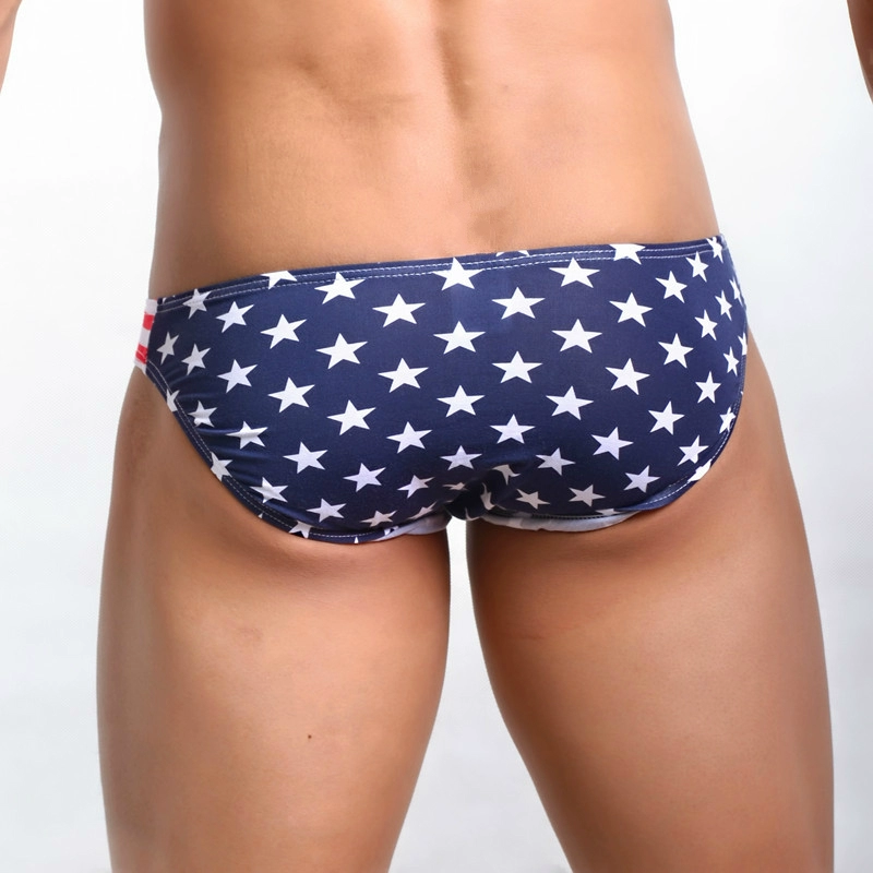 WOXUAN Star Flag Quần lót eo thấp Sexy Skinny Túi lớn cho nam giới Tóm tắt do lot nu