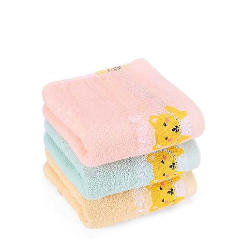 Хлопковое мультяшное милое детское мягкое полотенце для умывания для домашнего использования, с медвежатами, хорошо впитывает воду