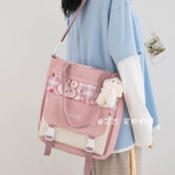 Шоппер, мультяшная сумка через плечо, барсетка, вместительная и большая льняная сумка