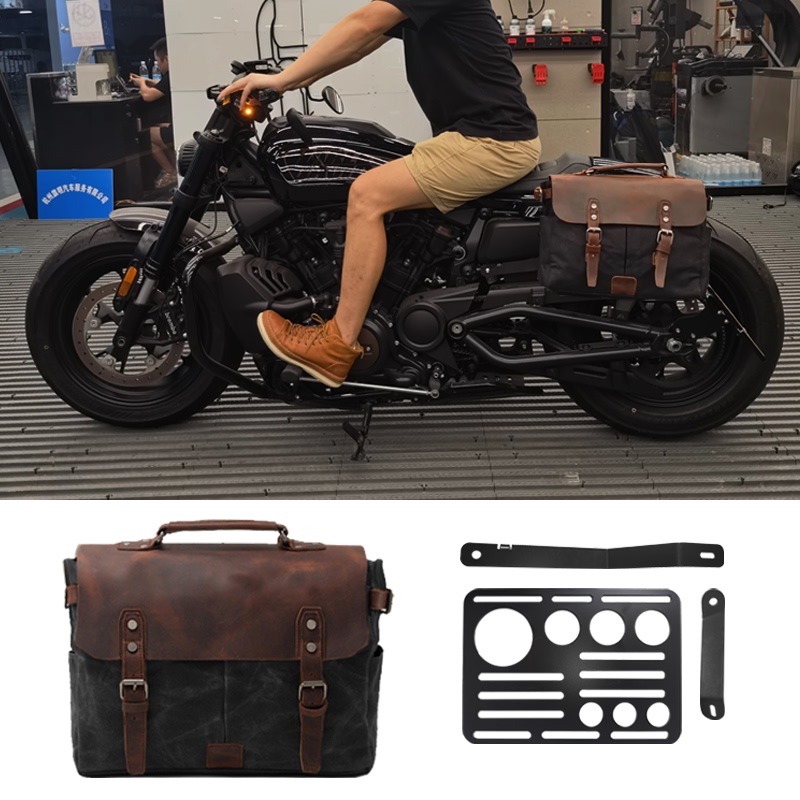 Suitable for Harley Sportster S Side Bag Motorcycle Accessories Modified Retro Rear Seat Leather Bag
