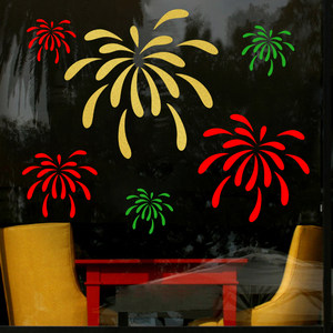 淘卡创意布置墙贴 新年装饰 橱窗贴 玻璃贴 烟花节日装饰贴纸贴画