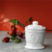 Yihong Yiju ceramic tableware porcelain white relief small tea jar toothpick cotton visa can buy full