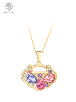 molie Molly national style high sense ruyi lock necklace Female niche pendant couple gift 2021 new clavicle chain