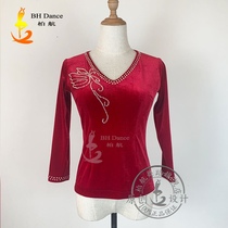 2021B H dance clothes modern dance dress golden velvet Spring and Autumn new dance gorgeous top tailor-made