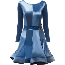 CONNY new autumn and winter Latin dance suit womens standard competition regulations childrens velvet split skirt long sleeves
