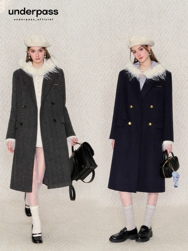 underpass Оригинальное дизайнерское ретро стеганое шерстяное длинное шерстяное пальто