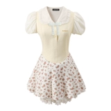 underpass Оригинальное дизайнерское платье с бантиком, высокая талия, юбка-пачка, в цветочек