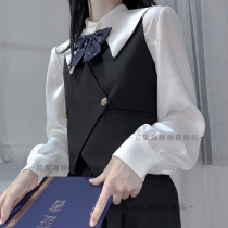  Basic all-match jk vest Japanese style suit vest jacket female spring and autumn black uniform college style horse clip