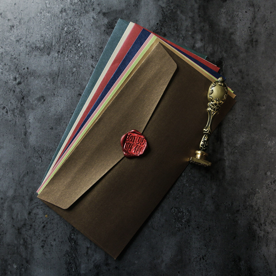 10 into European-style elegant retro paint envelope long-version literary seal with color envelope EtVb35PU56
