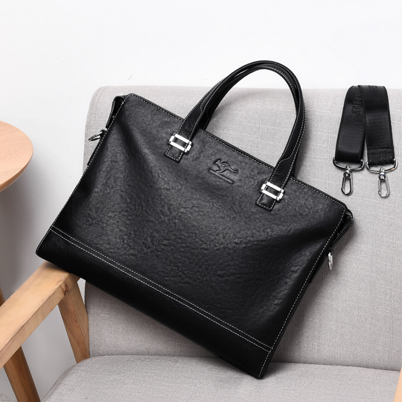 Men's handbag Yoko Leather Shoulder Bag Casual Twill Bag Business Briefcase Business Briefcase A4 Paper Computer Bag Tide